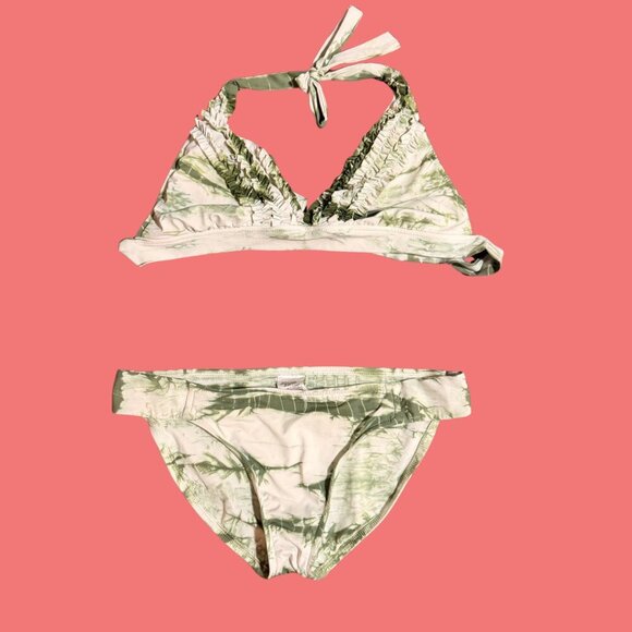🏖️ Lucky Brand Green Marble Tie-Dye Bikini Set (Size L) - Picture 2 of 9